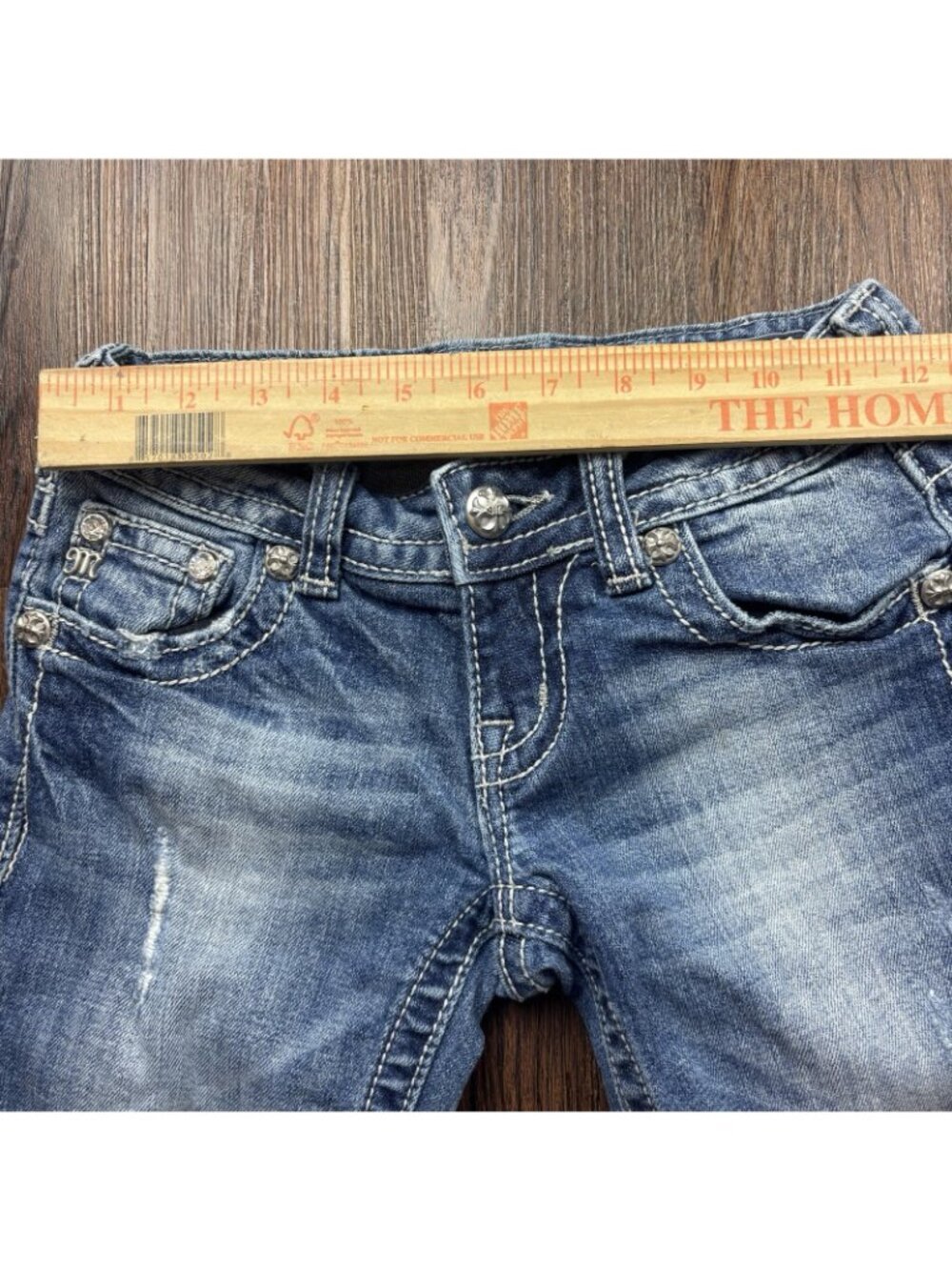 MISS ME Capri Jeans Embellished Sequins Distressed Light Wash Size 24 - Picture 8 of 12